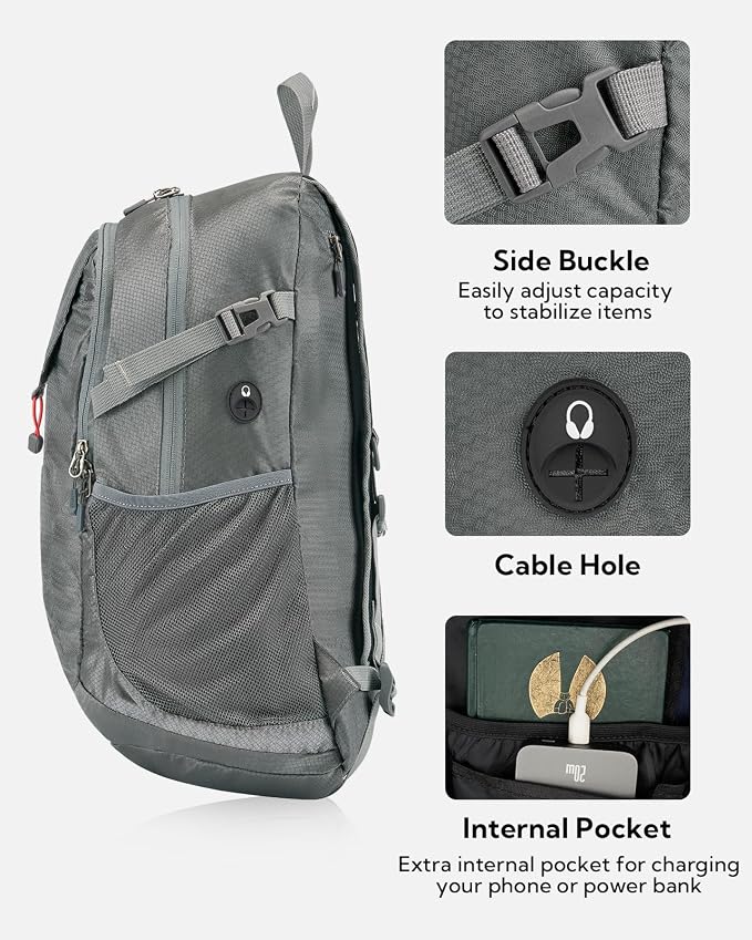 WATERFLY Lightweight Packable Hiking Backpack: 30L Foldable Travel Daypack - Image 4