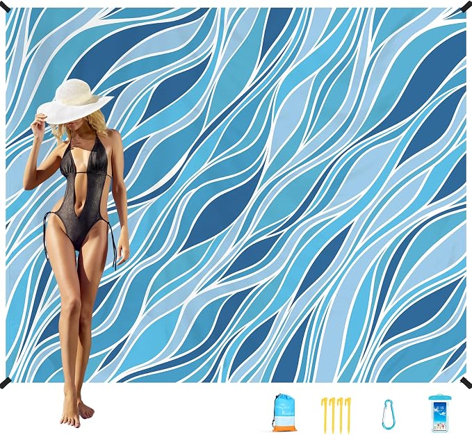 Famstar Beach Blanket Oversized Extra Large78 X 110", Waterproof Sandproof by Famstar