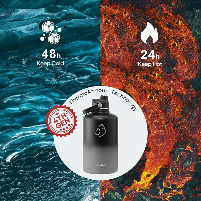 Insulated Water Bottle with Straw Lid, Modern Double Vacuum Stainless Steel - Image 2