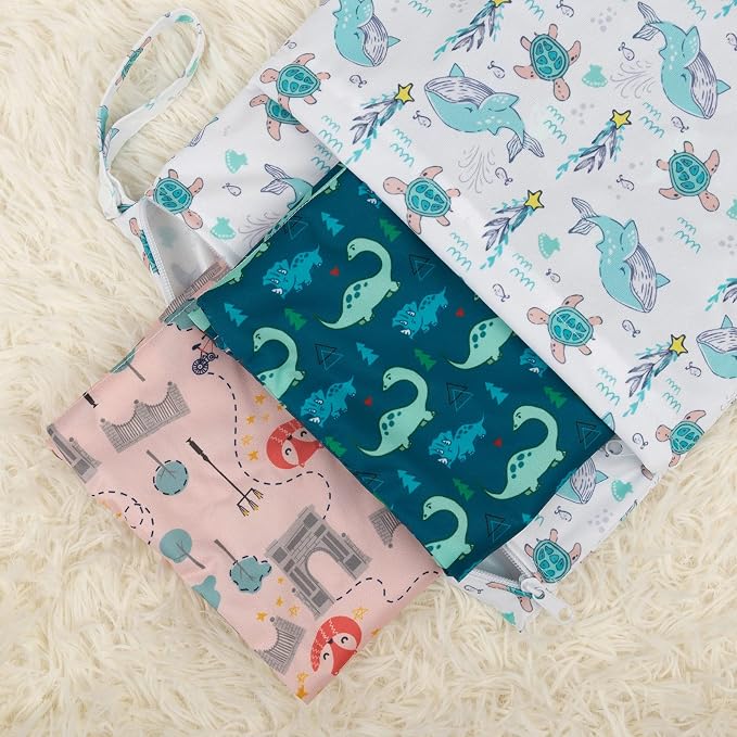 babygoal Wet Dry Bags 3 Pack for Baby Cloth Diapers, Washable Travel Bags - Image 3