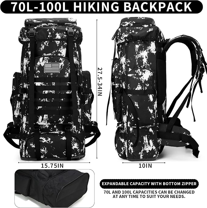 Hiking Backpack for Men 70L/100L Camping Backpack Military Rucksack Molle 3 - Image 2