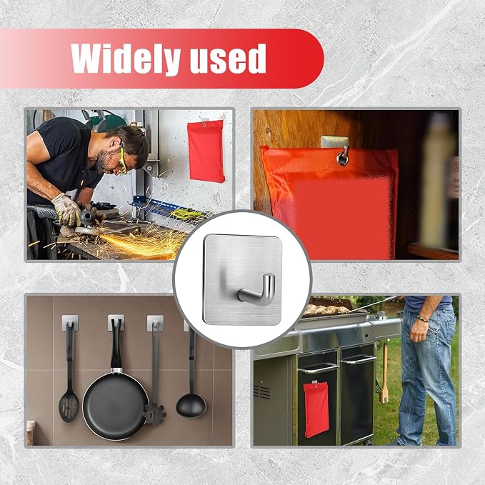 Emergency Fire Blanket Wall Hooks，Waterproof Stainless Steel Adhesive Hooks - Image 5