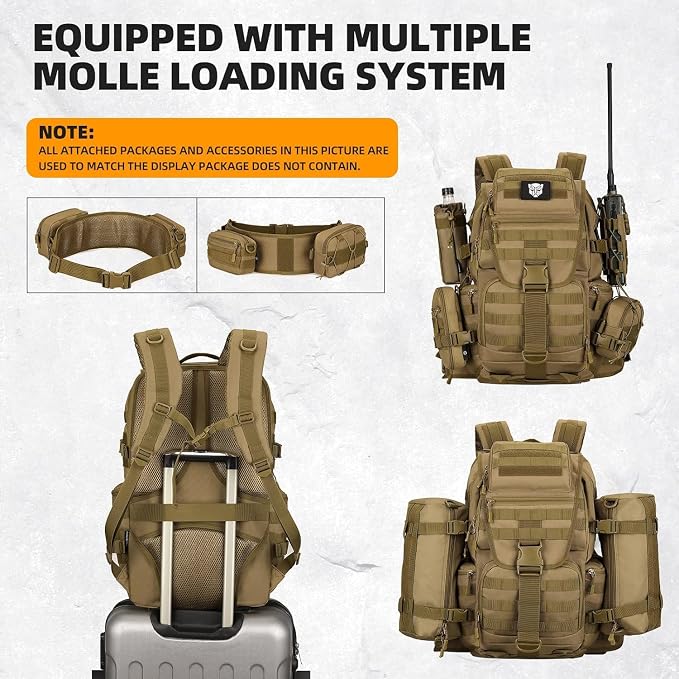 50L Military Tactical Backpack 3 Day Assault Pack Molle Daypack Hiking Backpack - Image 5