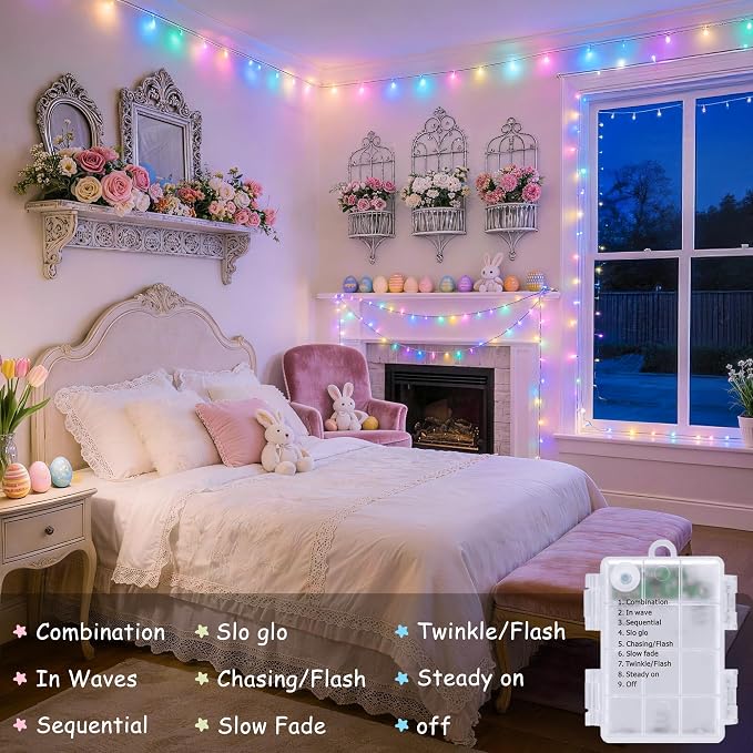 JMEXSUSS 33ft 100 LED Easter Lights Battery Operated, Outdoor Indoor Pastel - Image 5