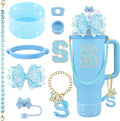 9PCS Blue for Stanley Cup Accessories Set Bling Initials Bow Charms for Stanley by Unknown