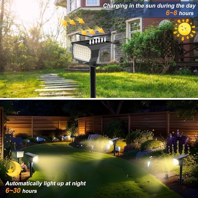 WENATY Solar Spot Lights Outdoor Waterproof IP65, 12 Pack Landscape Spotlights - Image 2