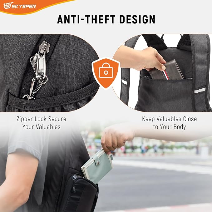 SKYSPER Anti Theft Hiking Backpack, 18L RFID Packable Travel Daypack, - Image 3