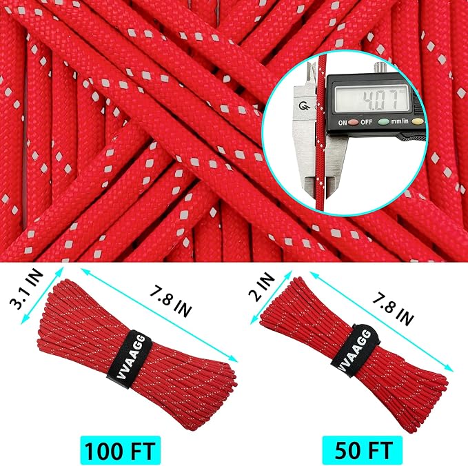 VVAAGG Reflective Paracord Rope 100FT, 7 Strand Nylon para Cord Lanyard Utility - Image 6
