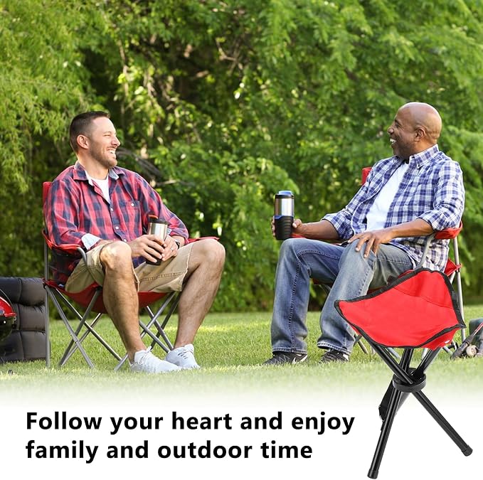 Travel Folding Camping Stool, 17.7 Inch Outdoor Tripod Seat Portable Fishing - Image 6