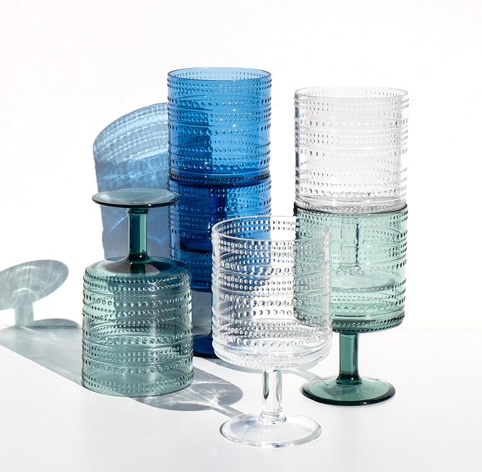 Beaded 14 oz Durable Acrylic Wine Glasses, Shatter-Resistant and - Image 4