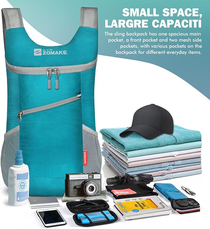 ZOMAKE Lightweight Packable Backpack, Foldable Backpacks Small Daypack Hiking - Image 3