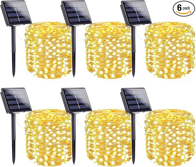 6-Pack Solar String Lights Outdoor, Extra-Long 600LED Solar Fairy Lights by SANJICHA