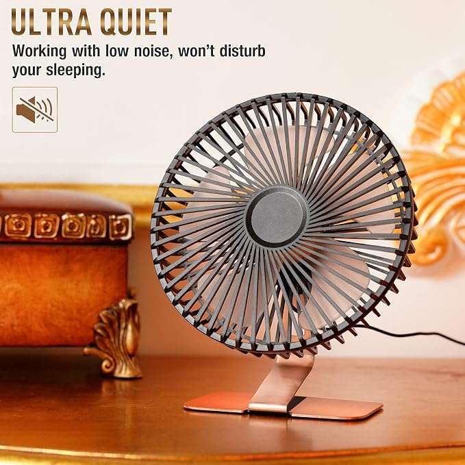 SLENPET 6 inch USB Small Desk Fan, 4 Speeds, Ultra-quiet, 90° Adjustment - Image 4