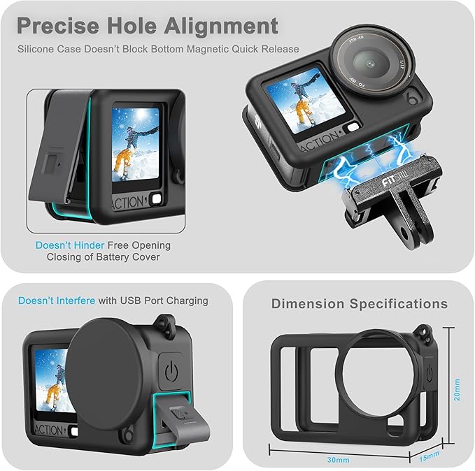 FiTSTILL Silicone Rubber Case+3Pack Tempered Glass Protector Compatible - Image 3