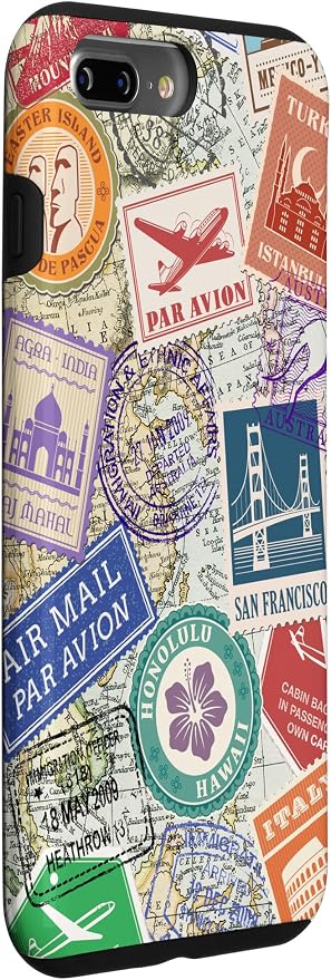 World Map Travel Passport Stamps Postage Stamp Case - Image 3