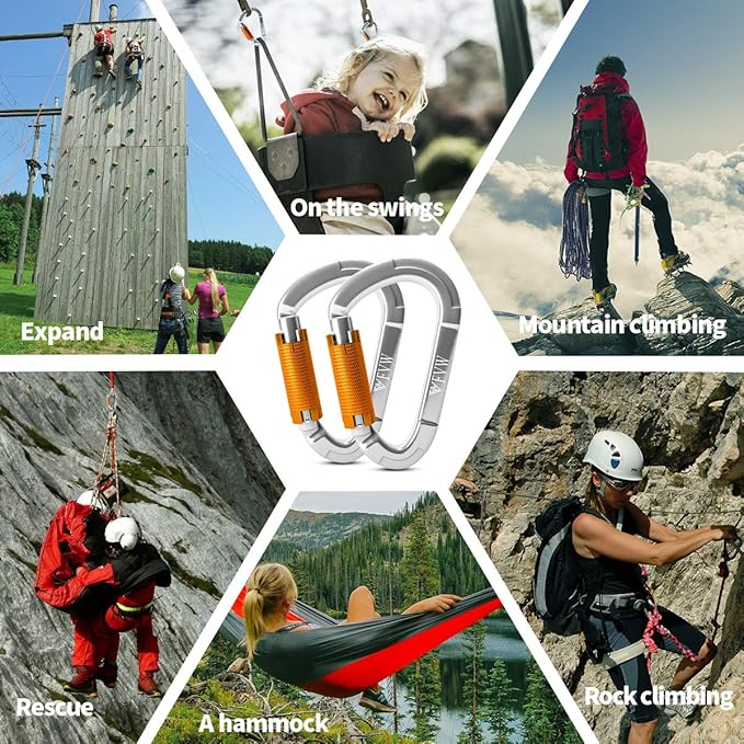 FVW Auto Locking Rock Climbing Carabiner Clips, Professional 25KN Heavy Duty - Image 6