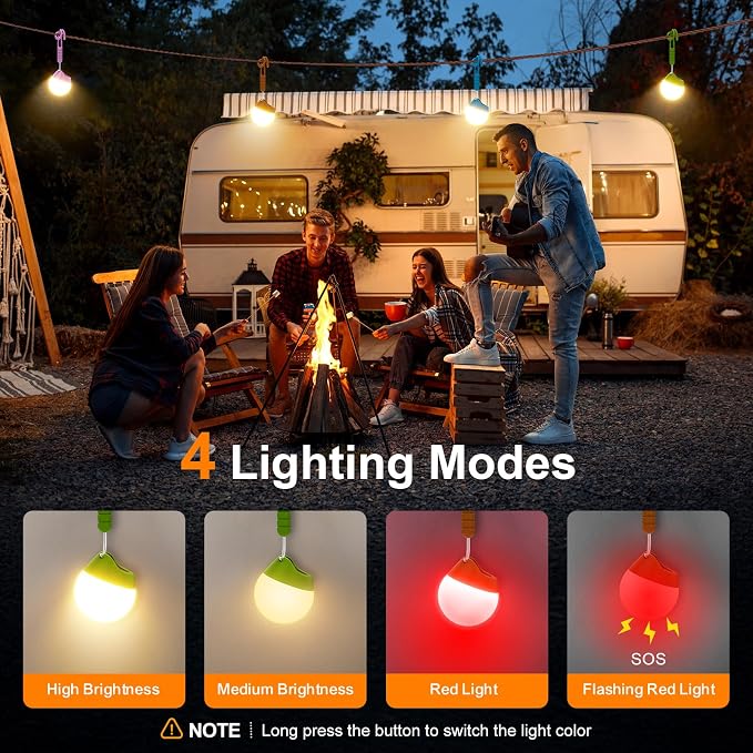 LETMY Rechargeable Camping Lights, 4 Pack Portable Tent Lights - Image 8