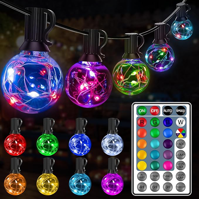 Ollny Christmas Lights 30FT 30Bulbs, RGBW Color Changing Outdoor Light by Ollny