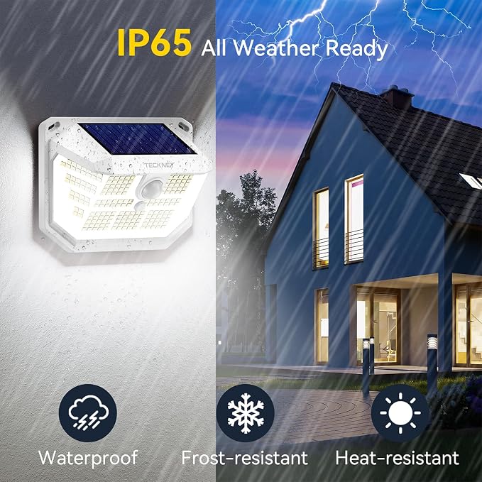 TECKNET 231 LED Solar Motion Lights Outdoor Waterproof, 6 Pack 300° Angle & 3 - Image 6