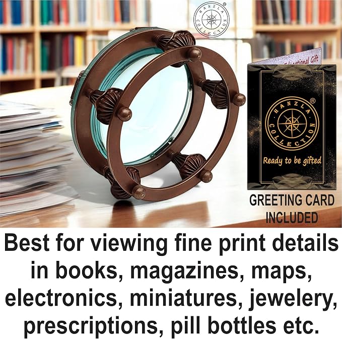 Antique Brass Magnifying Glass Lens - Image 3