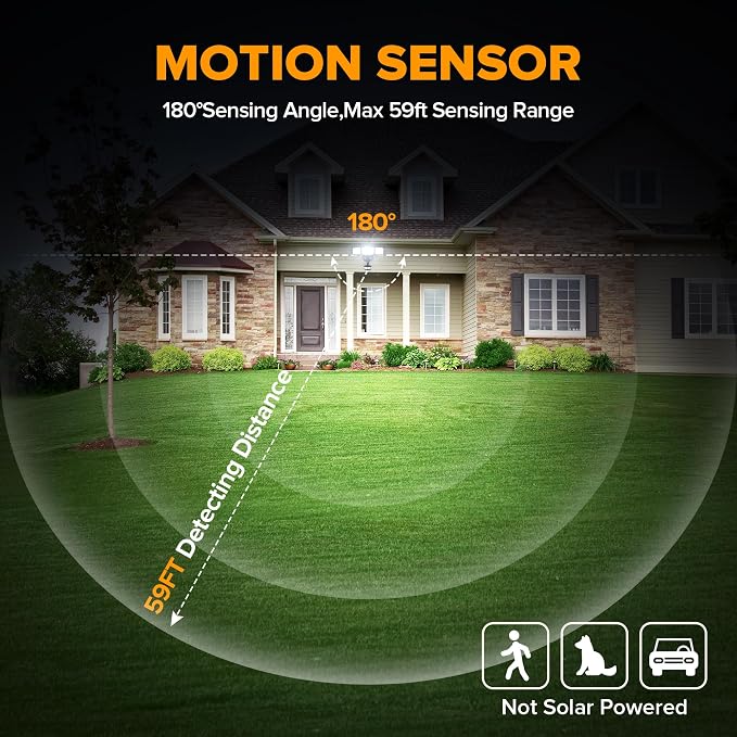 LUTEC 2 Pack 74W 8000 Lumen Motion Sensor Outdoor Lights, 5000K Daylight - Image 3