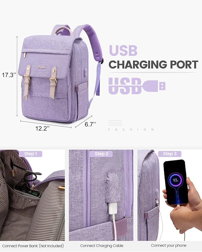 LOVEVOOK Laptop Backpack Purse for Women Fashion Vintage Computer Backpack 15.6 - Image 5