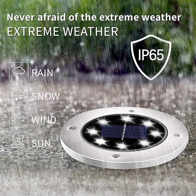 INCX 4.6 inch Solar Lights for Outside, 8 Pack Solar Light Outdoor Waterproof - Image 2