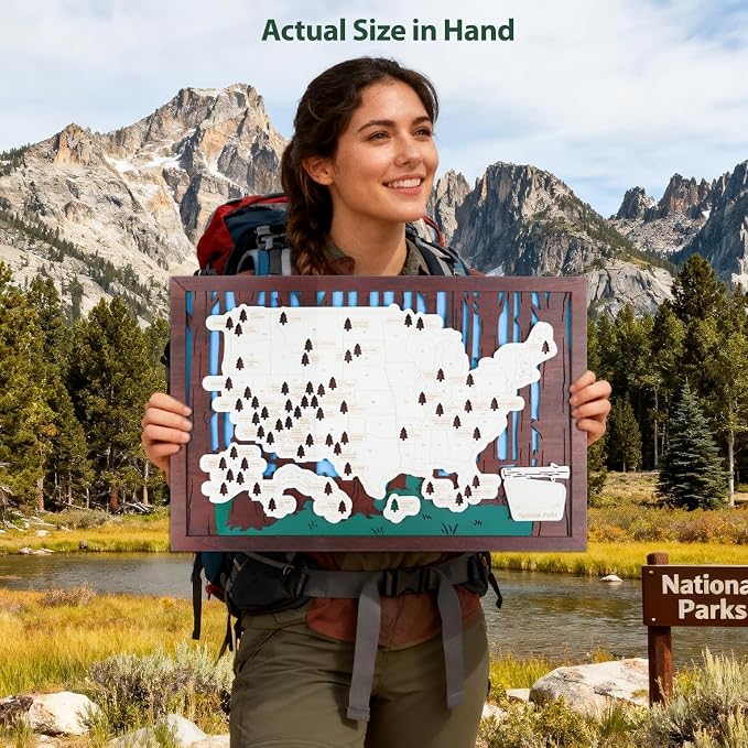Wooden US National Parks Map Travel Tracker – 3-Layer Framed Wall Art - Image 9