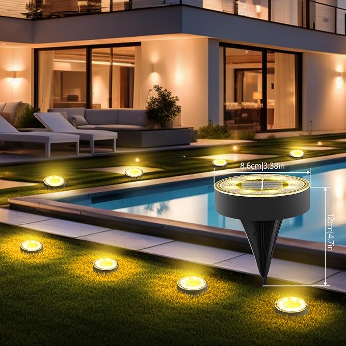 Joomer Solar Ground Lights, 4 Pack 8 LED Solar Lights Outdoor Waterproof IP68 - Image 2
