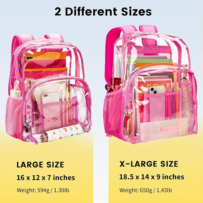 Vorspack Clear Backpack Heavy Duty PVC Transparent Backpack Extra Large Clear - Image 2