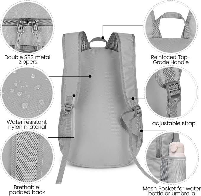 ZOMAKE Lightweight Packable Backpack 28L, Foldable Backpacks Water Resistant - Image 4