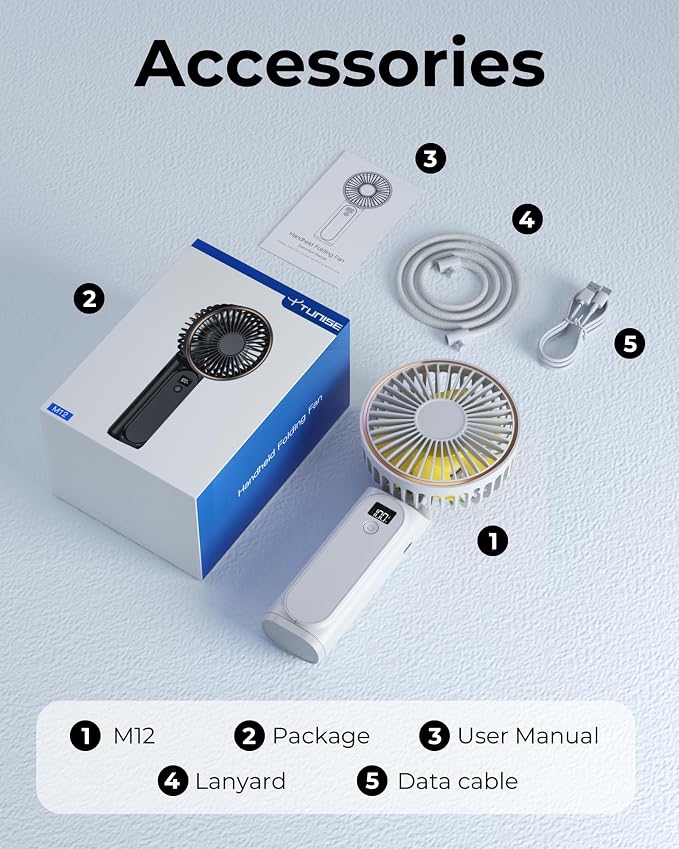 TUNISE Portable Handheld Fan, Portable Fan Rechargeable, 180° Adjustable - Image 8