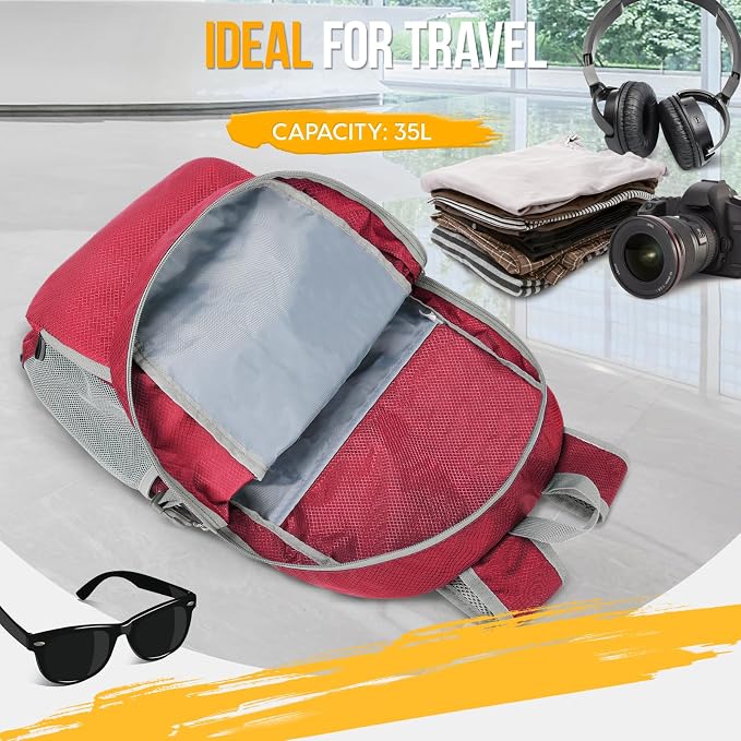 ZOMAKE Lightweight Packable Backpack 35L, Light Foldable Backpacks Water - Image 3