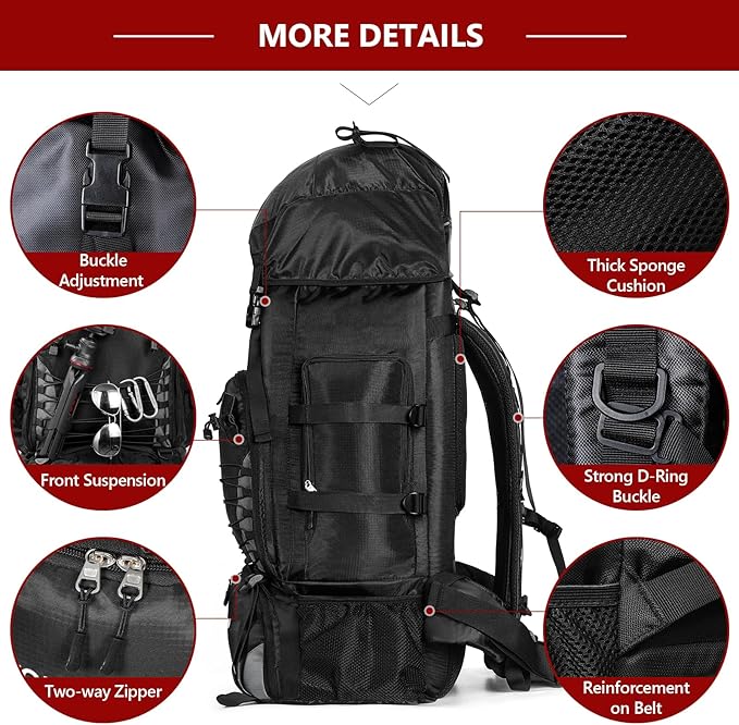 90L Hiking Backpack, Waterproof Camping Bag - Image 4