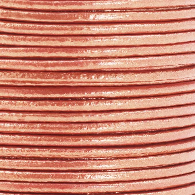 Mandala Crafts Round Genuine Rose Gold Leather Cord - Image 3
