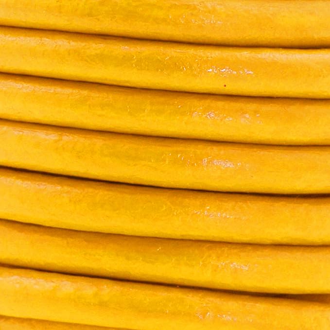 Mandala Crafts Round Genuine Mustard Yellow Leather Cord - Image 3