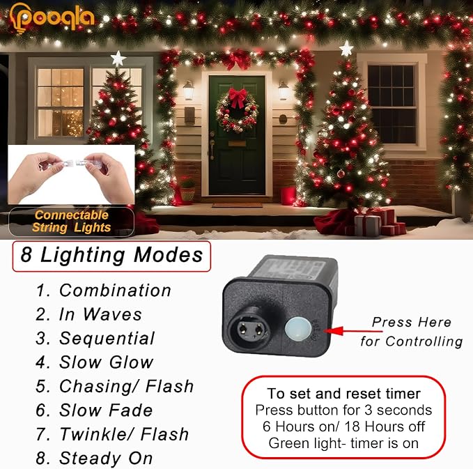 Christmas String Lights, 66 ft 200 LED Christmas Lights Plug in, Indoor Outdoor - Image 2