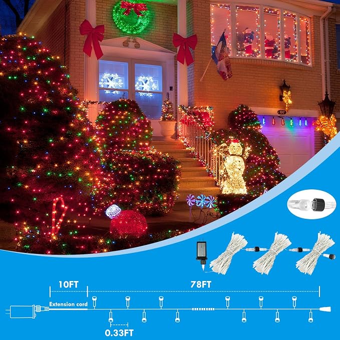 88FT 240LED Connectable String Lights Indoor Outdoor Clear Wire, Cold - Image 4
