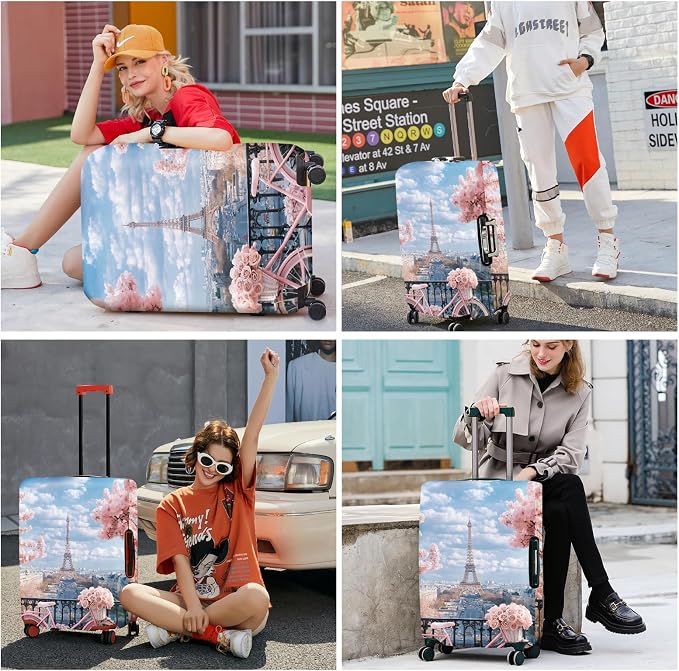 ANNA QUEEN Paris Eiffel Tower Luggage Cover, Romantic City Travel Suitcase - Image 6