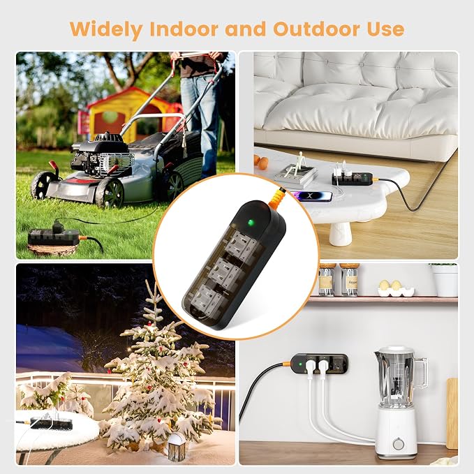 Outdoor Power Strip Weatherproof 10 FT Extension Cord Waterproof Surge - Image 7