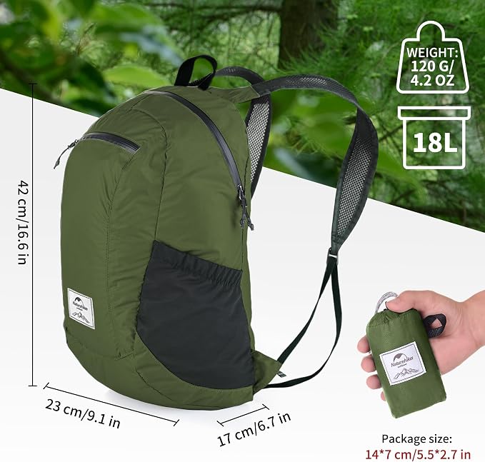 Naturehike 18L Lightweight Hiking Daypack, Waterproof Camping Packable Backpack - Image 5