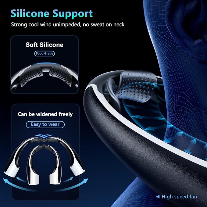 Rohent 2-Pack Hands-Free Neck Fan - 4000mAh USB-C Rechargeable - Image 3