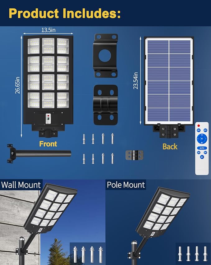 Ofuray Solar Street Lights Outdoor, Solar Security Flood Lights Parking Lot - Image 7