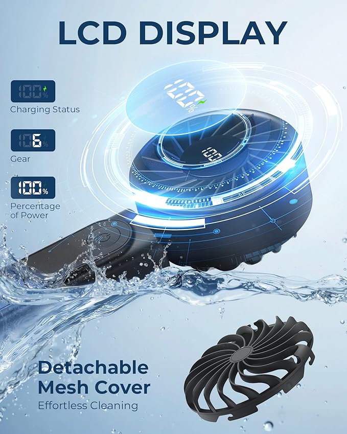 Peiyuu Handheld Fan, Portable Fan, 4000mAh Rechargeable Personal, 180° Foldable - Image 5