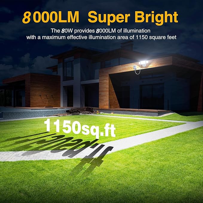 Onforu 80W Dusk to Dawn Outdoor Lighting, Plug in LED Flood Lights, 8000LM - Image 7
