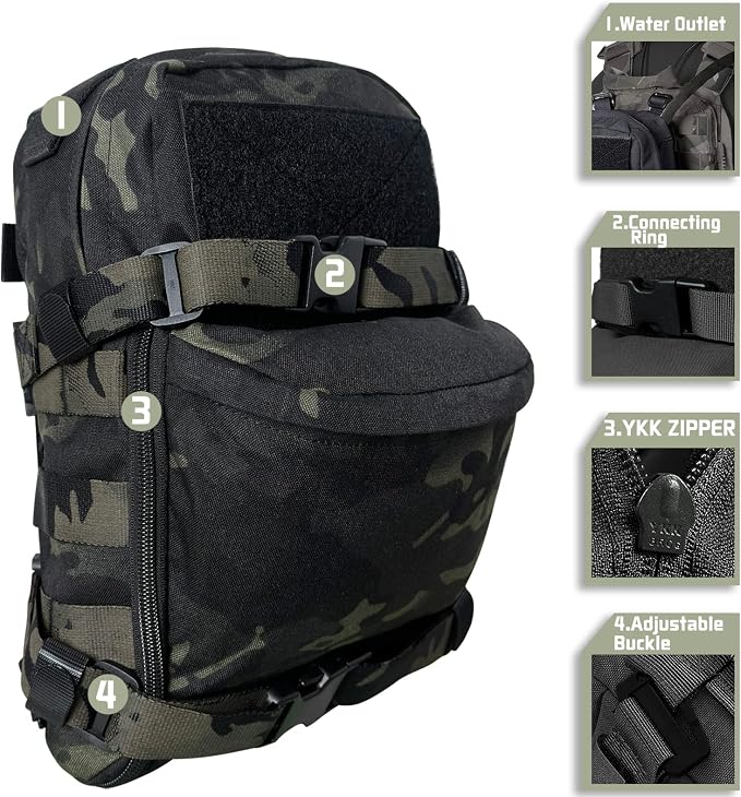 Tactical Hydration Backpack for 2L Hydration Bladder, Lightweight Hydration - Image 5