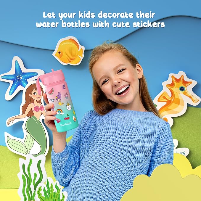 Kids Water Bottle, insulated Stainless Steel Straw Cup - Image 5