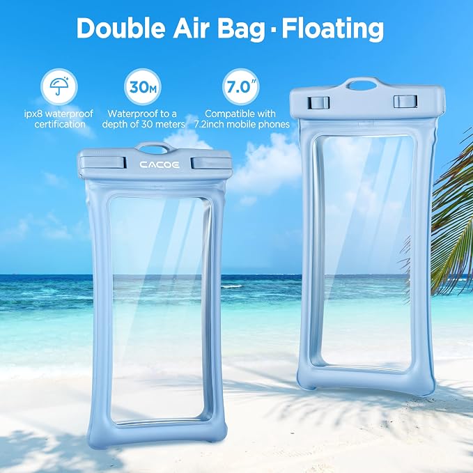 CACOE Floating Universal Waterproof Phone case 2 Pack-Up to 7.0", Phone Pouch - Image 3