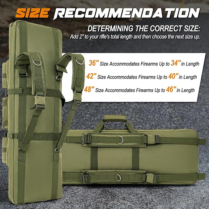 DULCE DOM 36 42 48 Inch Double Rifle Case, Tactical Soft Padded Backpack - Image 6