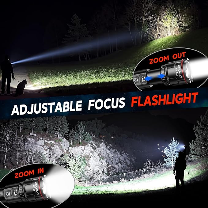 RECHOO Rechargeable Flashlights 1 Pack, Super Bright High Lumens LED Flashlight - Image 4